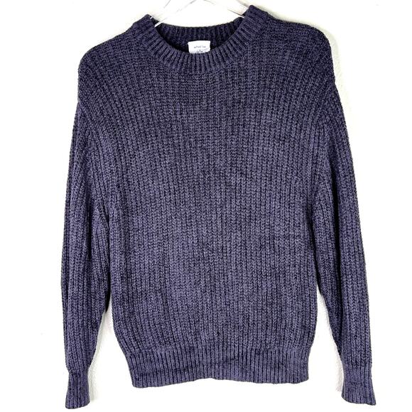 Aritzia Wilfred Free Salette Chenille Knit Pullover Sweater MEDIUM Gray Crew - Picture 1 of 5